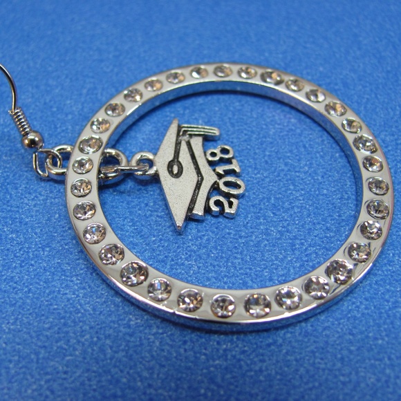 Graduation Gift Class of 2018 Earrings Platinum Pl - Picture 4 of 8